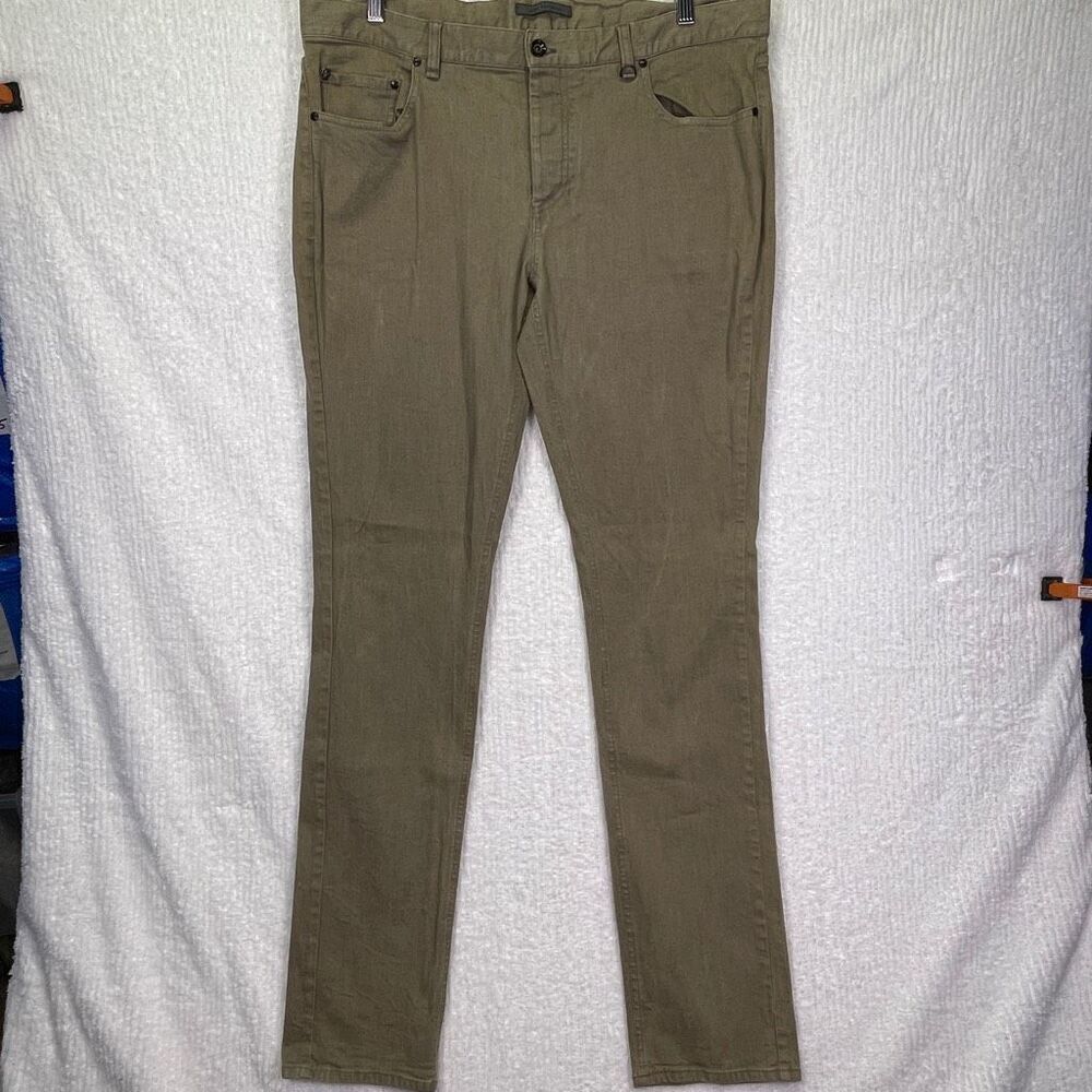 John Varvatos Green Mid Rise Wight Skinny Straight Fit Stretch Jeans Size 36